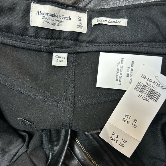PANTS | NWT Abercrombie and Fitch vegan leather pants size 27 / size 4 - Picture 5 of 5